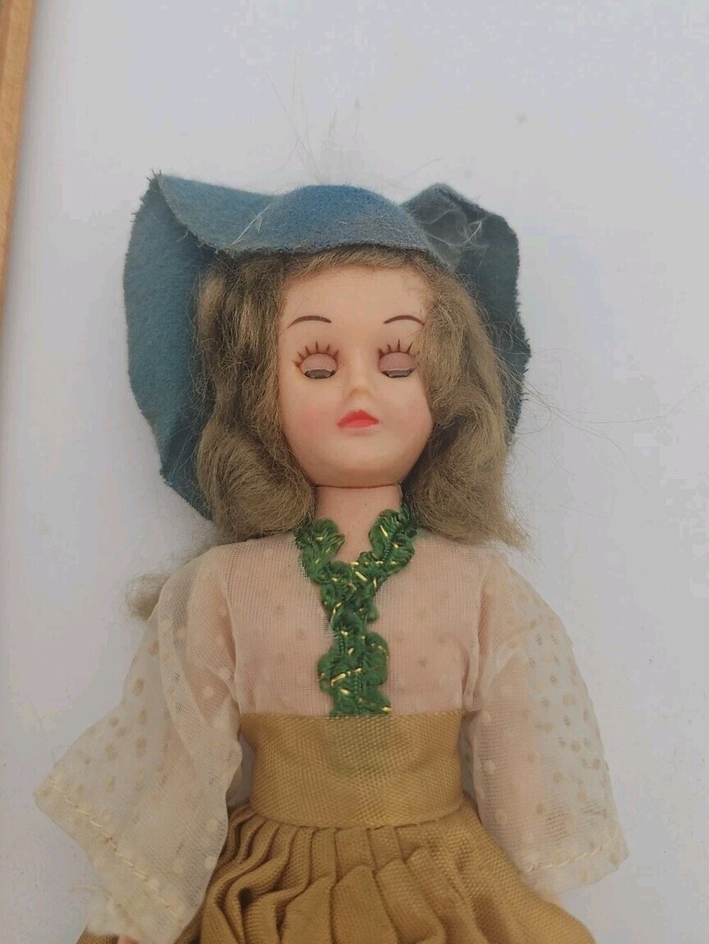 30's St Patrick's Day Miss Shamrock Doll Satin Clover Dress With Hat
